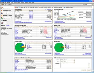 Peachtree's Business Status Center dashboard