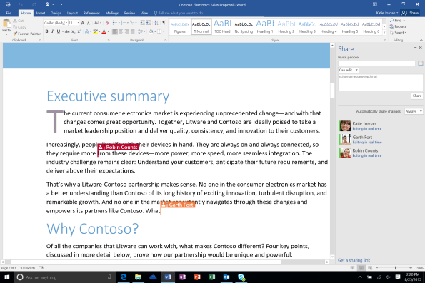 Office 2016: real-time co-authoring i Word