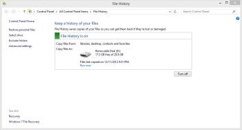 Windows 8 file history activate