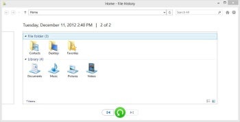 Windows 8 File history restore 
