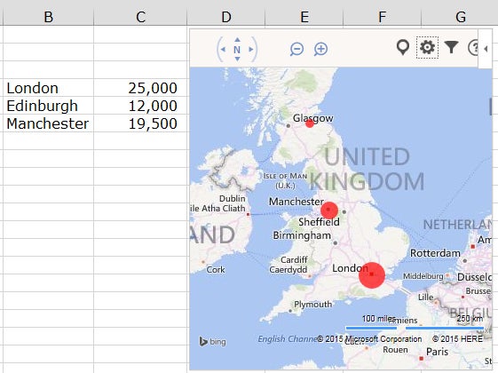 Bing maps app for Excel