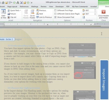 Header and footer tips for Microsoft Word