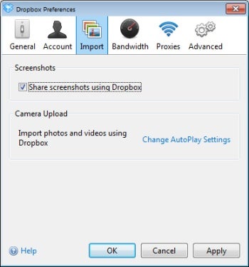 Save screenshots to Dropbox