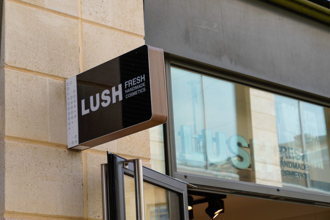 Exterior of a Lush cosmetics store. Meant to represent Lush deciding to quit social media.