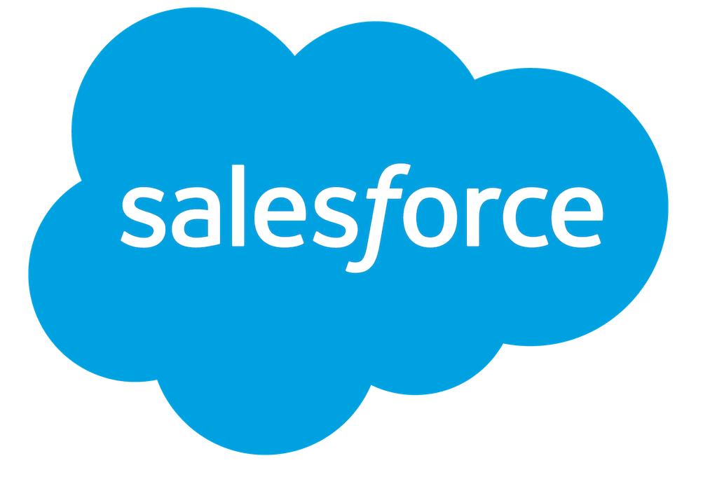 Salesforce logo in blue and white.
